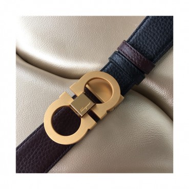 Salvatore Ferragamo 2021 Men's Leather Belt,3.5cm,FERBT0084 - 페라가모 2021 남성용 레더 벨트,3.5cm,블랙