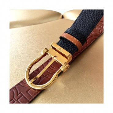 Salvatore Ferragamo 2021 Men's Leather Belt,3.5cm,FERBT0079 - 페라가모 2021 남성용 레더 벨트,3.5cm,블랙
