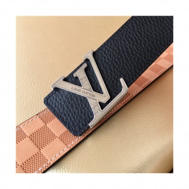Louis Vuitton 2021 Men's Leather Belt,4.0cm,LOUBT0201 - 루이비통 2021 남성용 레더 벨트,4.0cm,블랙