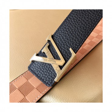 Louis Vuitton 2021 Men's Leather Belt,4.0cm,LOUBT0200 - 루이비통 2021 남성용 레더 벨트,4.0cm,블랙