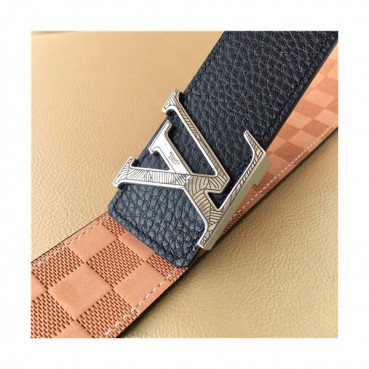 Louis Vuitton 2021 Men's Leather Belt,4.0cm,LOUBT0199 - 루이비통 2021 남성용 레더 벨트,4.0cm,블랙