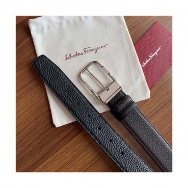 Salvatore Ferragamo 2021 Men's Leather Belt,3.5cm,FERBT0077 - 페라가모 2021 남성용 레더 벨트,3.5cm,블랙