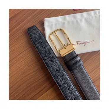 Salvatore Ferragamo 2021 Men's Leather Belt,3.5cm,FERBT0076 - 페라가모 2021 남성용 레더 벨트,3.5cm,블랙