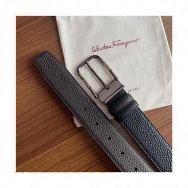 Salvatore Ferragamo 2021 Men's Leather Belt,3.5cm,FERBT0075 - 페라가모 2021 남성용 레더 벨트,3.5cm,블랙
