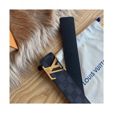 Louis Vuitton 2021 Men's Leather Belt,4.0cm,LOUBT0191 - 루이비통 2021 남성용 레더 벨트,4.0cm,블랙