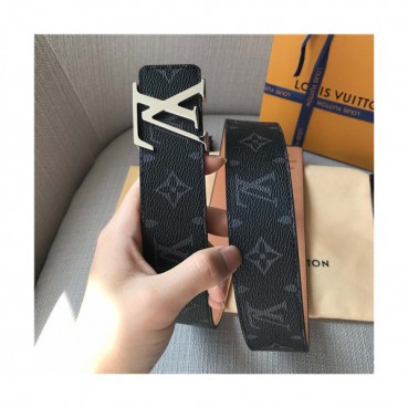 Louis Vuitton 2021 Men's Leather Belt,4.0cm,LOUBT0189 - 루이비통 2021 남성용 레더 벨트,4.0cm,블랙
