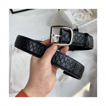 Gucci 2021 Men's Leather Belt,4.0cm,GUBT0190 - 구찌 2021 남성용 레더 벨트,4.0cm,블랙