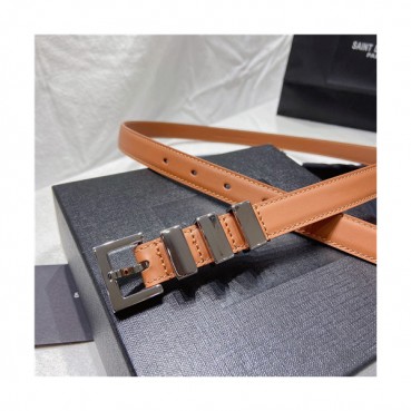 Saint Laurent 2021 Women's Leather Belt,2.0cm,YSLBT0030 - 입생로랑 2021 여성용 레더 벨트,2.0cm,카키