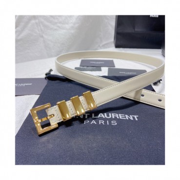 Saint Laurent 2021 Women's Leather Belt,2.0cm,YSLBT0029 - 입생로랑 2021 여성용 레더 벨트,2.0cm,화이트