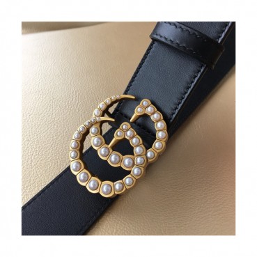 Gucci 2021 Women's Leather Belt,3.5cm,GUBT0163 - 구찌 2021 여성용 레더 벨트,3.5CM,블랙