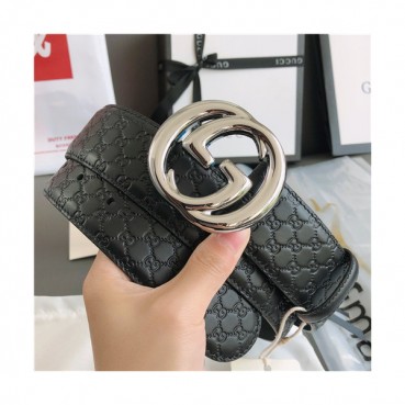 Gucci 2021 Men's Leather Belt,4.0cm,GUBT0152 - 구찌 2021 남성용 레더 벨트,4.0cm,블랙