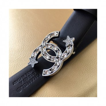 Chanel 2021 Women's Leather Belt,3.0cm,CHABT0164 - 샤넬 2021 여성용 레더 벨트,3.0cm,블랙