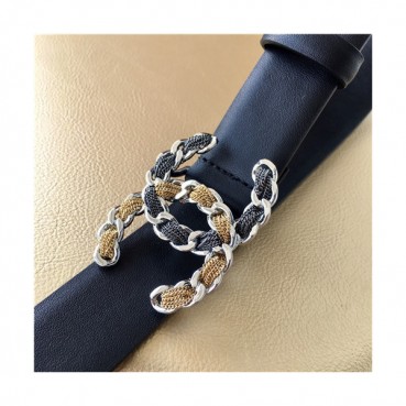 Chanel 2021 Women's Leather Belt,3.0cm,CHABT0163 - 샤넬 2021 여성용 레더 벨트,3.0cm,블랙