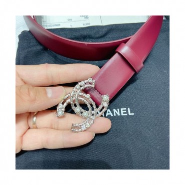 Chanel 2021 Women's Leather Belt,3.0cm,CHABT0158 - 샤넬 2021 여성용 레더 벨트,3.0cm,레드