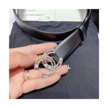 Chanel 2021 Women's Leather Belt,3.0cm,CHABT0156 - 샤넬 2021 여성용 레더 벨트,3.0cm,블랙