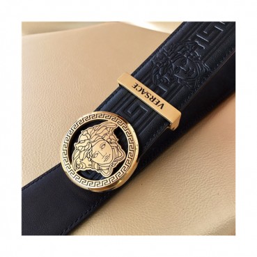 Versace 2021 Men's Leather Belt,3.8cm,VERBT0082 - 베르사체 2021 남성용 레더 벨트,3.8cm,블랙