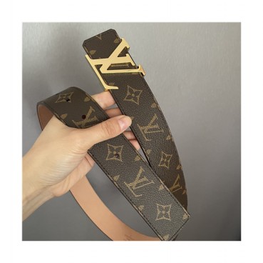 Louis Vuitton 2021 Men's Leather Belt,4.0cm,LOUBT0174 - 루이비통 2021 남성용 레더 벨트,4.0cm,브라운