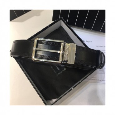 Ermenegildo Zegna 2021 Men's Leather Belt,3.5cm - 제냐 2021 남성용 레더 벨트,3.5cm,EZBT0002,블랙
