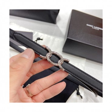 Saint Laurent 2021 Women's Leather Belt,1.3cm - 입생로랑 2021 여성용 레더 벨트,1.3cm,YSLBT0027.블랙