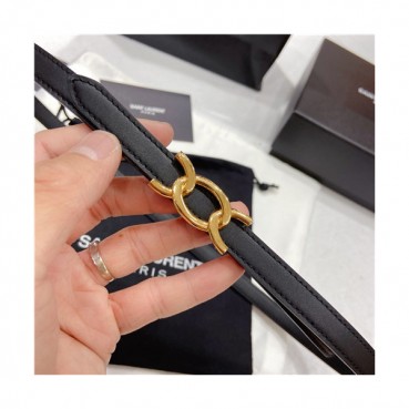 Saint Laurent 2021 Women's Leather Belt,1.3cm - 입생로랑 2021 여성용 레더 벨트,1.3cm,YSLBT0026.블랙