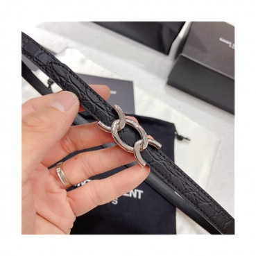 Saint Laurent 2021 Women's Leather Belt,1.3cm - 입생로랑 2021 여성용 레더 벨트,1.3cm,YSLBT0025.블랙