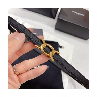 Saint Laurent 2021 Women's Leather Belt,1.3cm - 입생로랑 2021 여성용 레더 벨트,1.3cm,YSLBT0024.블랙