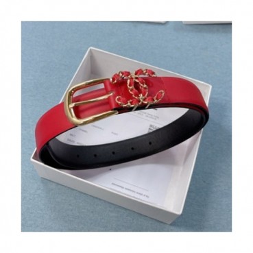 Chanel 2021 Women's Leather Belt,3.0cm - 샤넬 2021 여성용 레더 벨트,3.0cm,CHABT0154,레드