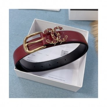 Chanel 2021 Women's Leather Belt,3.0cm - 샤넬 2021 여성용 레더 벨트,3.0cm,CHABT0153,레드