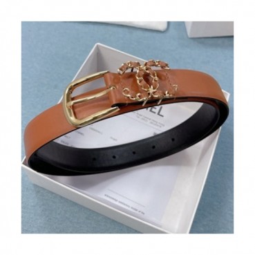 Chanel 2021 Women's Leather Belt,3.0cm - 샤넬 2021 여성용 레더 벨트,3.0cm,CHABT0152,카멜