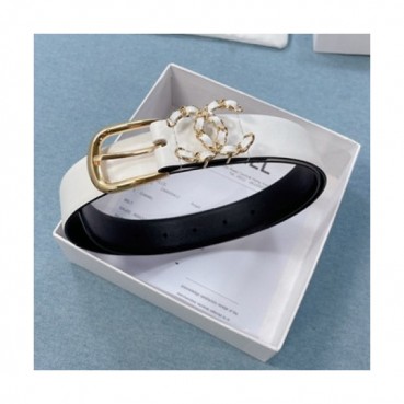 Chanel 2021 Women's Leather Belt,3.0cm - 샤넬 2021 여성용 레더 벨트,3.0cm,CHABT0150,화이트