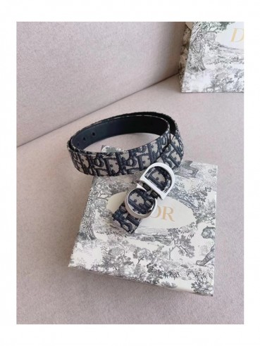 Dior 2023 Mens Leather Belt,3.5cm - 디올 2023 남성용 레더 벨트,3.5cm,DIOBT0045,네이비(은장)