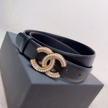 Chanel 2025 Womens Leather Belt - 샤넬 2025 여성용 레더 벨트,3cm,블랙
