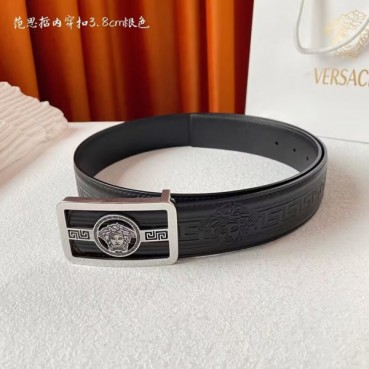 Versace 2022 Mens Leather Belt - 베르사체 2022  남성용 레더 벨트 VERBT0073,블랙(은장)