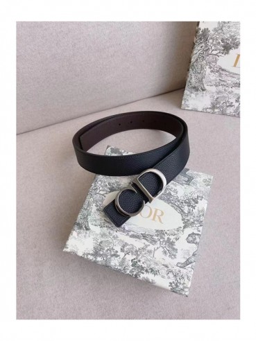 Christian Dior 2023 Mens Leather Belt - 크리스챤 디올 2023 남성용 레더 벨트 DIOBT0031,블랙(은장)
