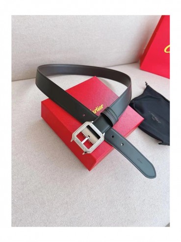 Cartier Mens Leather Belt - 까르띠에 남성용  레더 벨트 CARBT0001.Size(3.5cm).블랙(은장)