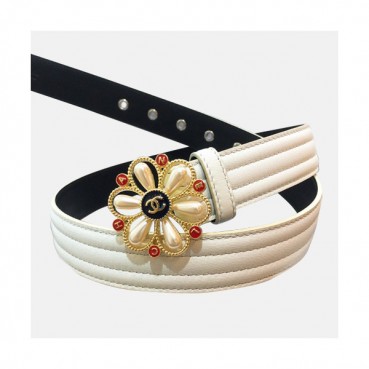 Chanel 2019 Ladies Leather Belt - 샤넬 2019 여성용 레더 벨트 CHABT0025.Size(3.0cm).화이트