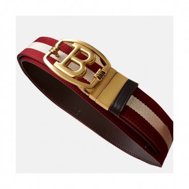 Bally 2019 Fabric & Leather Bellt - 발리 2019 남성용 페브릭&레더 벨트 BLYBT0006.Size(3.5cm).레드은장,레드금장