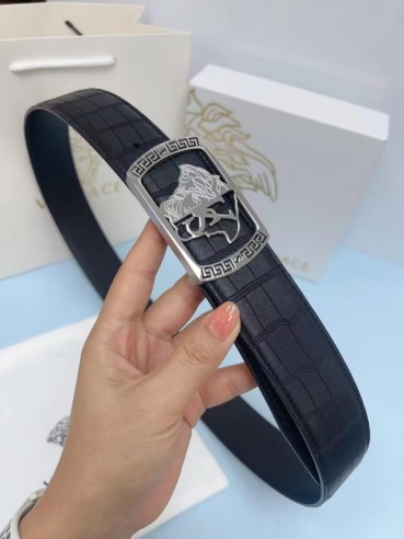 Versace 2023 Mens Leather Belt - 베르사체 2023  남성용 레더 벨트 VERBT0013,블랙금장,블랙은장
