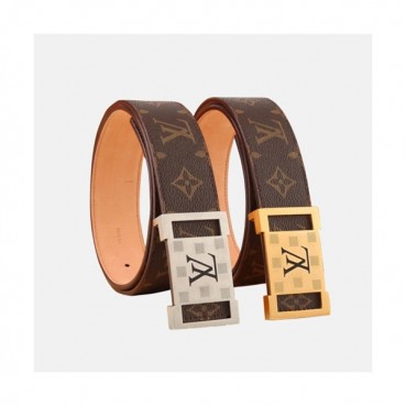 Louis vuitton 2019 Mens PVC & Leather Belt - 루이비통 2019 남성용 PVC & 레더 벨트 LOUBT0052.Size(4.0cm).브라운금장,브라운은장
