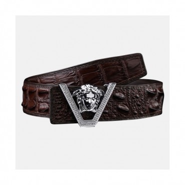 Versace 2019 Mens Leather Belt - 베르사체 2019  남성용 레더 벨트 VERBT0012,브라운금장,브라운은장