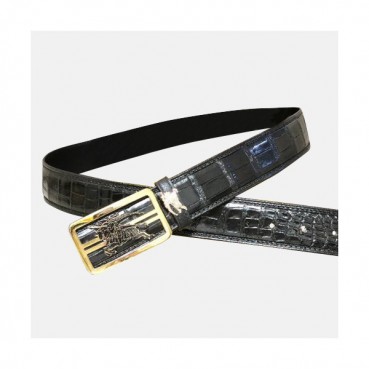 Burberry 2019 Mens Crocodile Leather Belt - 버버리 2019 남성용 크로커다일 레더 벨트 BURBT0013.Size(3.8cm),블랙