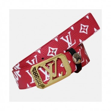 Louis vuitton 2019 Mens Leather Belt - 루이비통 2019 남성용 레더 벨트 LOUBT0044.Size(4.0cm).레드