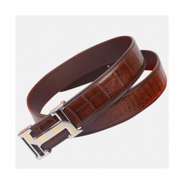 Hermes 2019 Mens Crocodile Leather Belt - 에르메스 2019 남성용 크로커다일 레더 벨트 HERBT0033.Size(3.8cm).브라운
