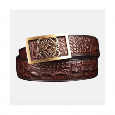 Loewe 2019 Mens Crocodile Leather Bellt - 로에베 2019 남성용 크로커다일 레더 벨트 LOEBT0001.Size(3.8cm).브라운