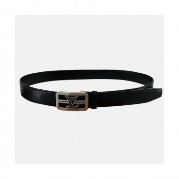 Louis vuitton 2019 Mens Initial Logo Buckle Leather Belt - 루이비통 2019 남성용 이니셜 로고 버클 레더 벨트 LOUBT0009.Size(3.5cm).블랙