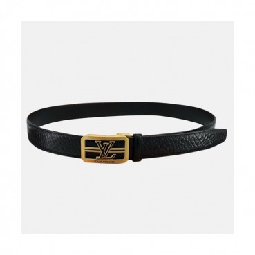 Louis vuitton 2019 Mens Initial Logo Buckle Leather Belt - 루이비통 2019 남성용 이니셜 로고 버클 레더 벨트 LOUBT0008.Size(3.5cm).블랙