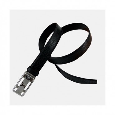 Louis vuitton 2019 Mens Initial Logo Buckle Leather Belt - 루이비통 2019 남성용 이니셜 로고 버클 레더 벨트 LOUBT0007.Size(3.5cm).블랙