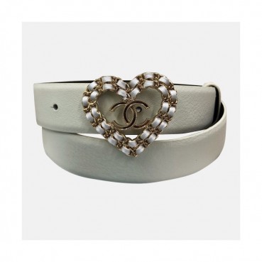 Chanel 2019 Ladies Leather Belt - 샤넬 2019 여성용 레더 벨트 CHABT0018.Size(3.0cm).화이트