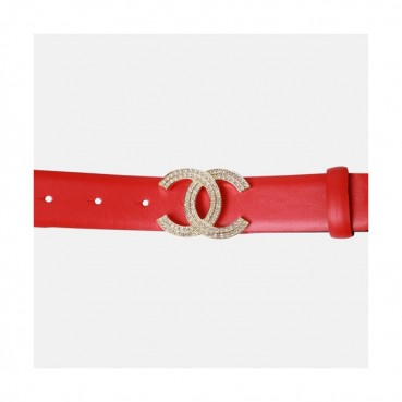 Chanel 2019 Ladies Leather Belt - 샤넬 2019 여성용 레더 벨트 CHABT0013.Size(3.0cm).레드