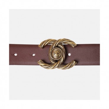 Chanel 2019 Ladies Leather Belt - 샤넬 2019 여성용 레더 벨트 CHABT0009.Size(3.0cm).레드브라운